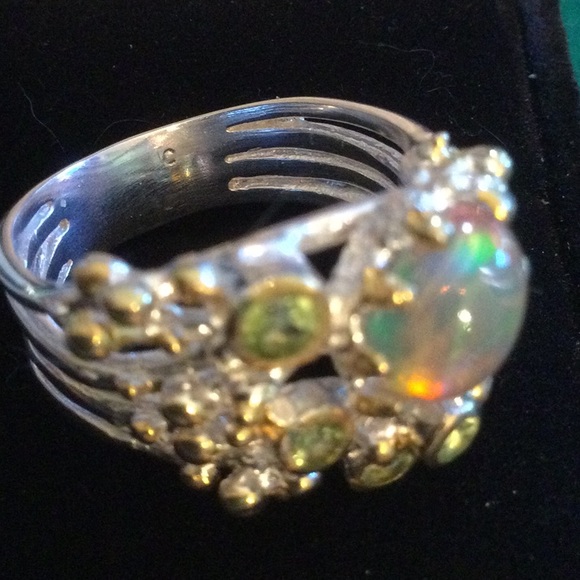 Surrealistic Genuine Firery Opal Ring - Picture 11 of 14